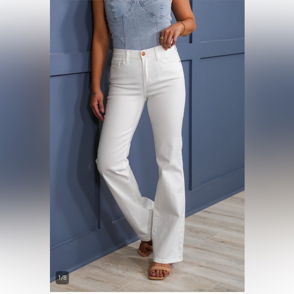 Sneak Peek Mid Rise White Bootcut Denim
